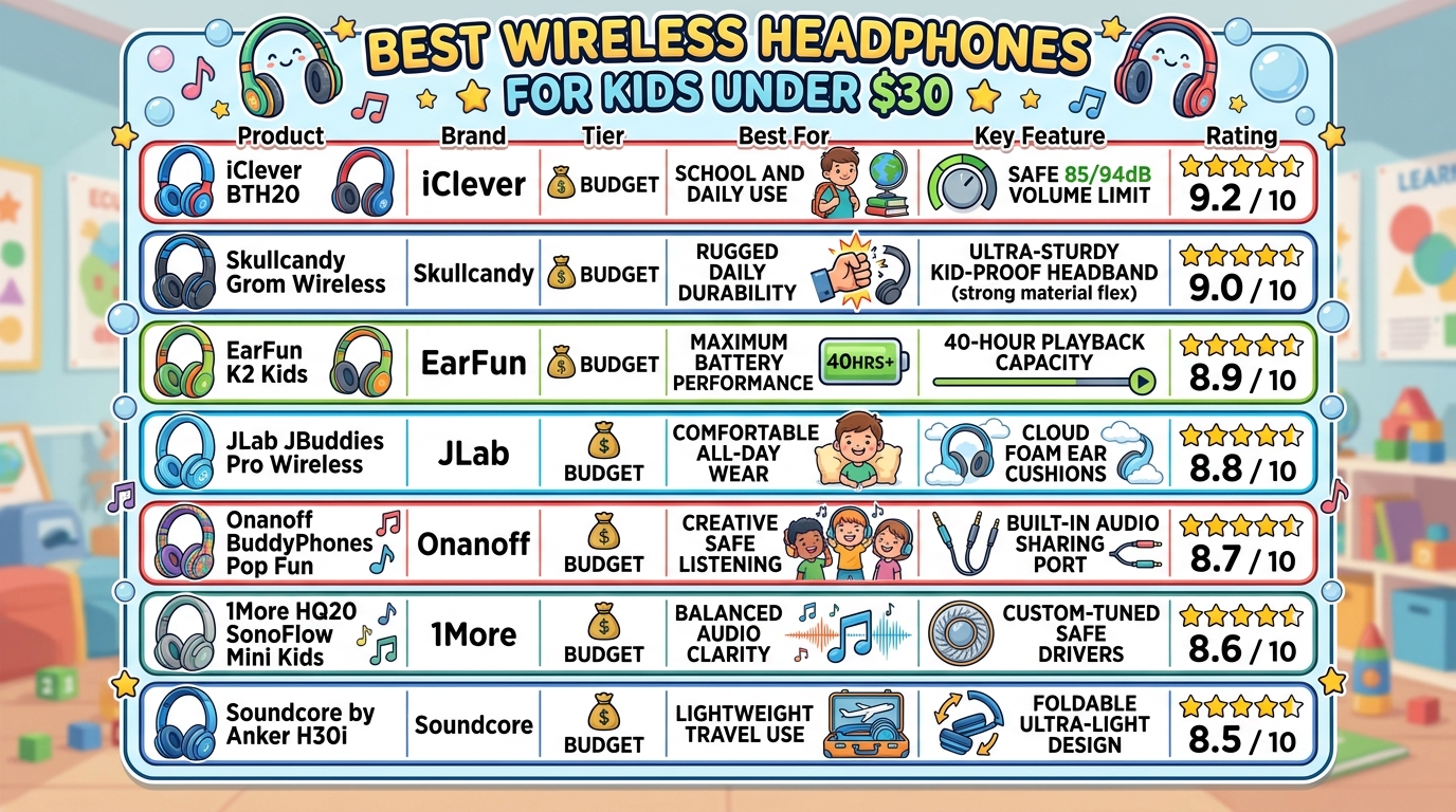 Best Wireless Headphones For Kids Under $30